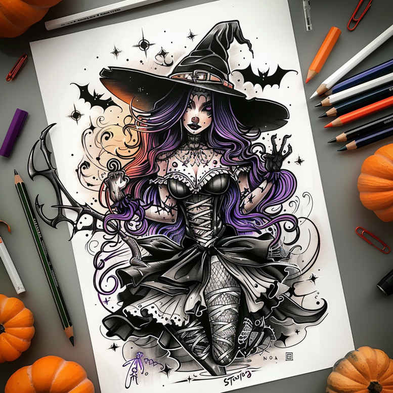 witches tattoo design ideas classic motifs magic fire represents strength