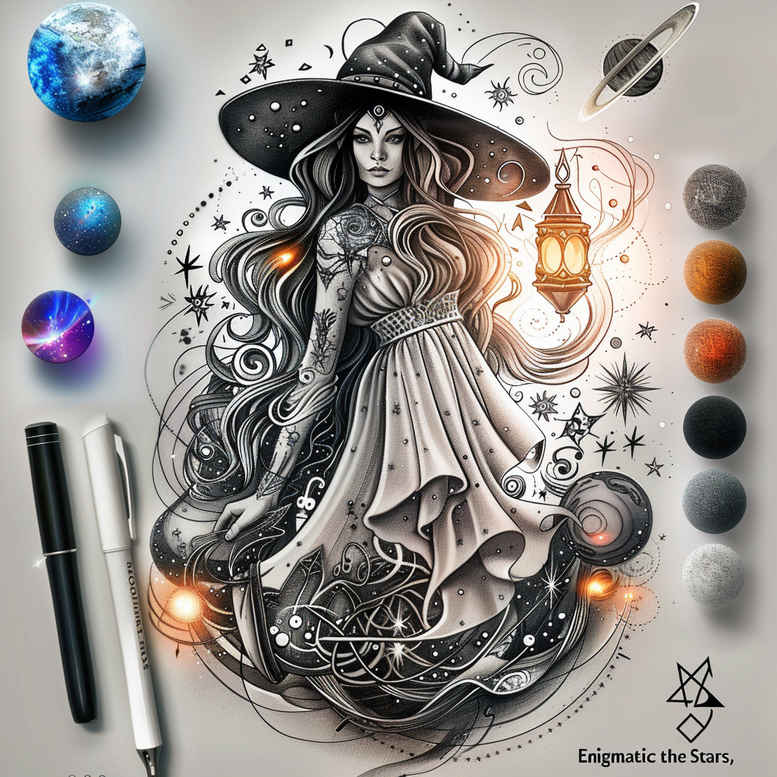 witches tattoo design ideas vivid detail magic fire shows strength