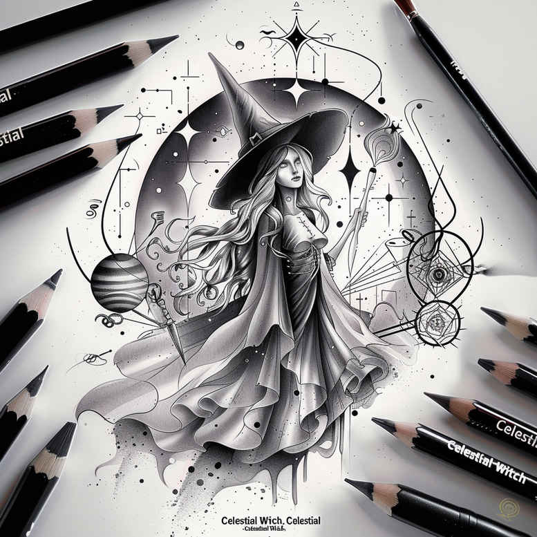 witches tattoo design ideas esoteric symbolism moon ritual symbolising determination