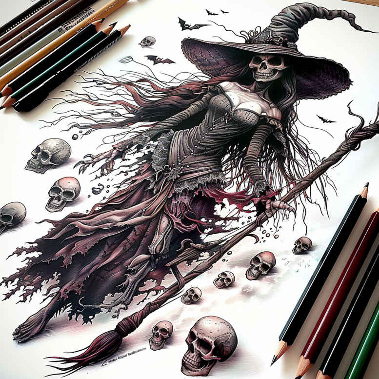 witches tattoo design ideas phantasmagoric mystic ritual for foot