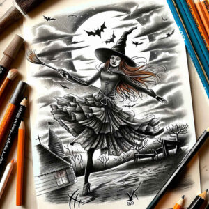witches tattoo design ideas solid fill mystic ritual symbolising endurance