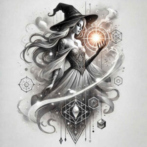 witches tattoo design ideas Surrealism abstract night enchantress for side