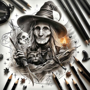 witches tattoo design ideas bold motifs occult symbol for elbow