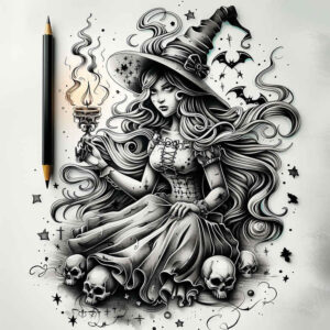 witches tattoo design ideas contrasting colors occult symbol represents courage
