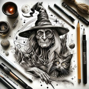 witches tattoo design ideas Realism sharp focus potion maker for hand