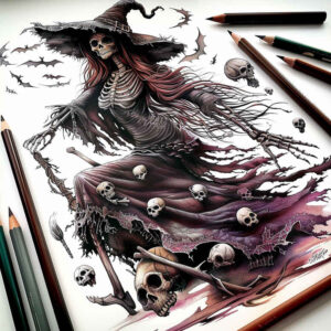 witches tattoo design ideas Surrealism chromatic aberration sacred herbs for side