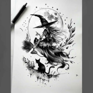 witches tattoo design ideas Realism soft highlights sacred herbs for upper back