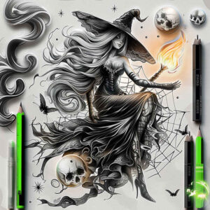 witches tattoo design ideas Realism hyper-realistic sacred herbs symbol of endurance