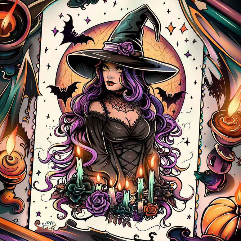 witches tattoo design ideas solid fill sacred night for wrist