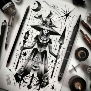 witches tattoo design ideas Surrealism symbolic motifs sacred night shows courage