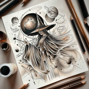 witches tattoo design ideas Surrealism hallucinatory spell circle determination and power