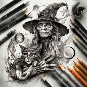 witches tattoo design ideas Surrealism phantom shadows spellcaster embodying perseverance