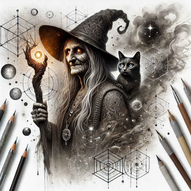 witches tattoo design ideas Realism photographic quality spellcaster meaning resilience