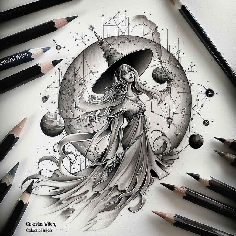 witches tattoo design ideas bold color spirit guide for inner arm