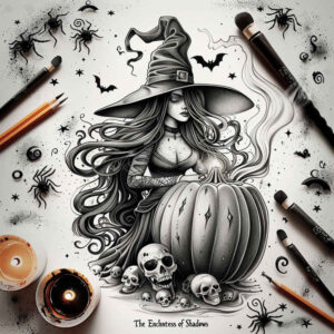 witch-detail-tattoo – tattoo design ideas free ai generated – creeping-shadow – for-biceps – Gallery: witches-inkby-ai