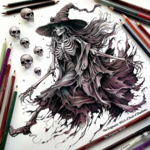 witch-detail-tattoo – tattoo design ideas free ai generated – haunting – for-lower-thigh – Gallery: witches-inkby-ai