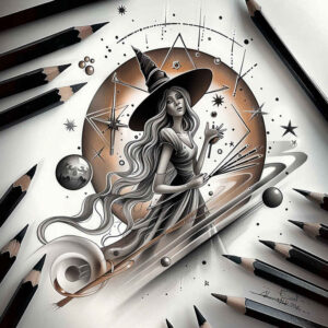 witch-detail-tattoo – tattoo design ideas free ai generated – occult – for-collarbone – Gallery: witches-inkby-ai