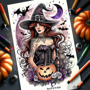 witch-detail-tattoo – tattoo design ideas free ai generated – occult – for-full-back – Gallery: witches-inkby-ai