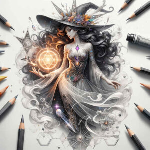 witch-line-tattoo – tattoo design ideas free ai generated – macabre – for-back-of-neck – Gallery: witches-inkby-ai