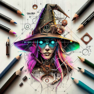 witch-line-tattoo – tattoo design ideas free ai generated – reflection – for-abdomen – Gallery: witches-inkby-ai