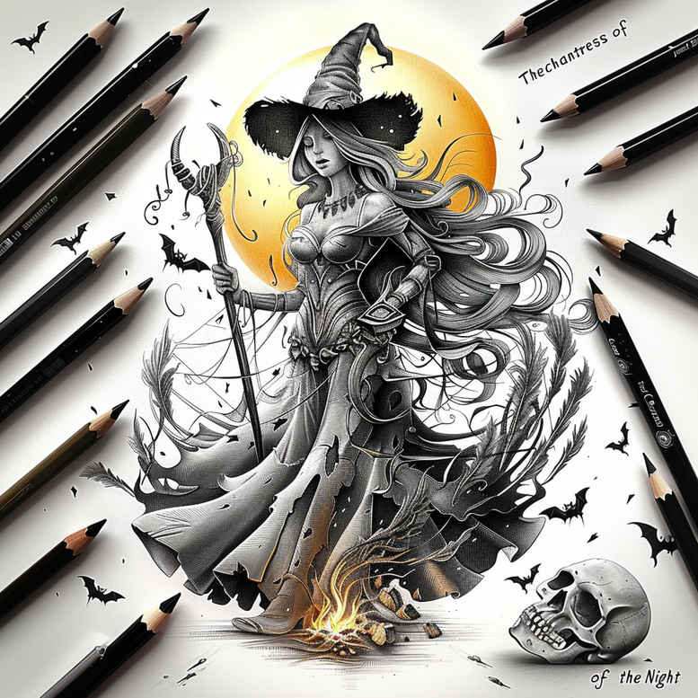 witch-ornament-tattoo – tattoo design ideas free ai generated – bizarre – for-upper-back – Gallery: witches-inkby-ai