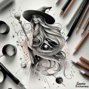 witch-ornament-tattoo – tattoo design ideas free ai generated – freaky – for-outer-arm – Gallery: witches-inkby-ai