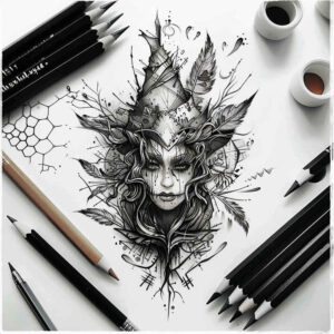 witch-shading-tattoo – tattoo design ideas free ai generated – shadows – for-arm – Gallery: witches-inkby-ai