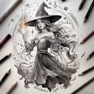 witch-tattoo – tattoo design ideas free ai generated – supernatural – for-upper-chest – Gallery: witches-inkby-ai