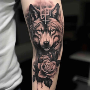 3d-wolf-tattoo – tattoo design ideas free ai generated – surrealism-altered-reality – for-upper-back – Gallery: wolves-inkby-ai