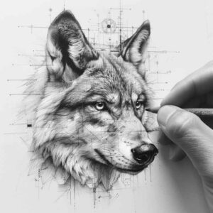 3d-wolf-tattoo – tattoo design ideas free ai generated – surrealism-enigmatic-aura – for-lower-chest – Gallery: wolves-inkby-ai