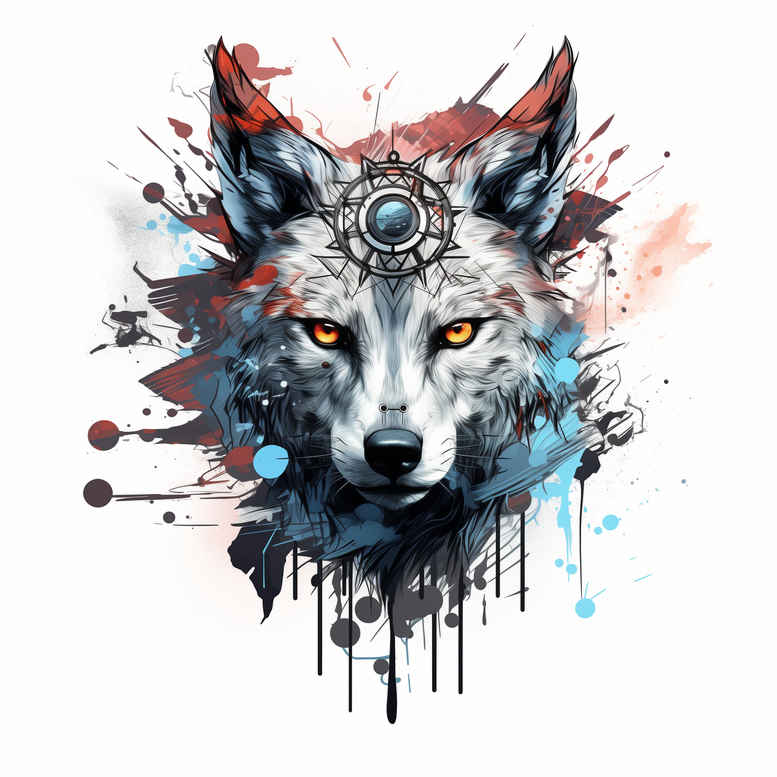 3d-wolf-tattoo – tattoo design ideas free ai generated – surrealism-vivid-hallucination – for-back-of-neck – Gallery: wolves-inkby-ai