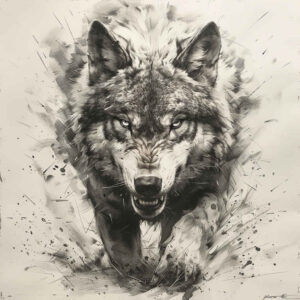 abstract-wolf-tattoo – tattoo design ideas free ai generated – neotraditional-classic-motifs – for-knee – Gallery: wolves-inkby-ai