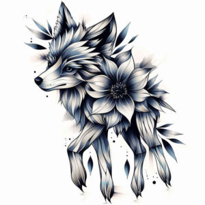 abstract-wolf-tattoo – tattoo design ideas free ai generated – neotraditional-vintage-influence – for-triceps – Gallery: wolves-inkby-ai