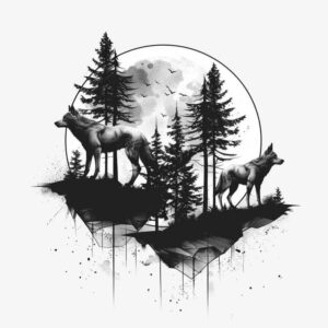 abstract-wolf-tattoo – tattoo design ideas free ai generated – realism-studio-quality – for-lower-back – Gallery: wolves-inkby-ai