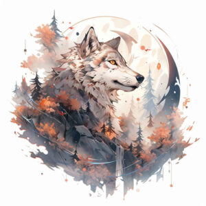 abstract-wolf-tattoo – tattoo design ideas free ai generated – surrealism-transcendent – for-foot – Gallery: wolves-inkby-ai
