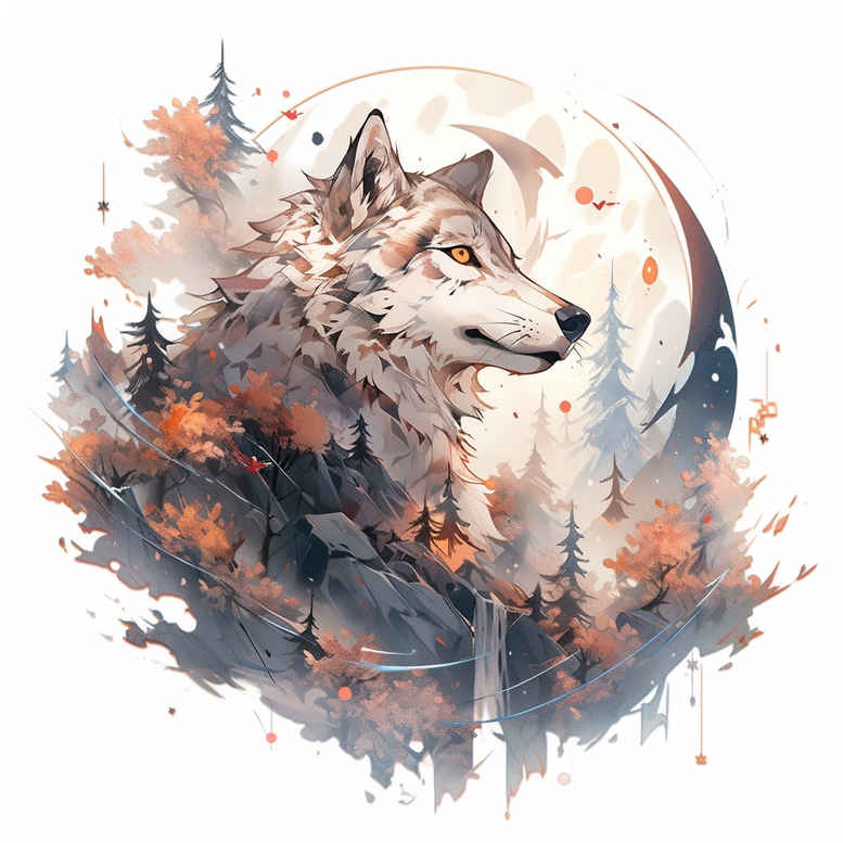 abstract-wolf-tattoo – tattoo design ideas free ai generated – surrealism-transcendent – for-foot – Gallery: wolves-inkby-ai