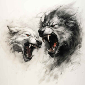 artistic-detail-wolf-tattoo – tattoo design ideas free ai generated – realism-precise-gradient – for-shin – Gallery: wolves-inkby-ai