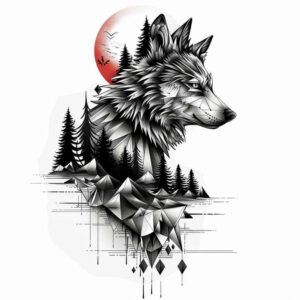 colorful-wolf-tattoo – tattoo design ideas free ai generated – neotraditional-classic-composition – for-toe – Gallery: wolves-inkby-ai