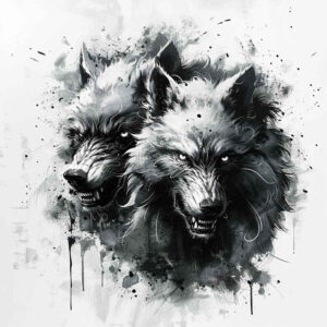 colorful-wolf-tattoo – tattoo design ideas free ai generated – neotraditional-layered-fill – for-full-back – Gallery: wolves-inkby-ai