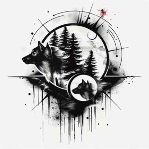 colorful-wolf-tattoo – tattoo design ideas free ai generated – neotraditional-solid-fill – for-foot – Gallery: wolves-inkby-ai