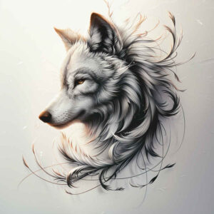 colorful-wolf-tattoo – tattoo design ideas free ai generated – realism-focal-blur – for-upper-back – Gallery: wolves-inkby-ai