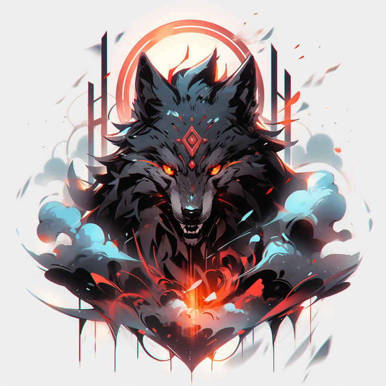 contour-wolf-tattoo – tattoo design ideas free ai generated – neotraditional-clean-fill – for-temple – Gallery: wolves-inkby-ai