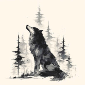 contour-wolf-tattoo – tattoo design ideas free ai generated – realism-surface-complexity – for-upper-thigh – Gallery: wolves-inkby-ai