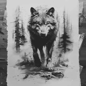 detailed-wolf-tattoo – tattoo design ideas free ai generated – neotraditional-clean-fill – for-chest – Gallery: wolves-inkby-ai