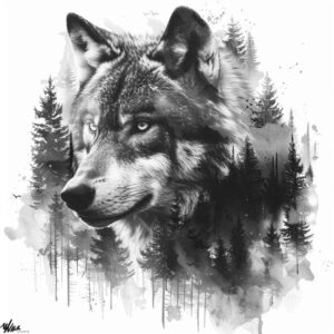 detailed-wolf-tattoo – tattoo design ideas free ai generated – neotraditional-decorative-flourishes – for-shoulder-blade – Gallery: wolves-inkby-ai