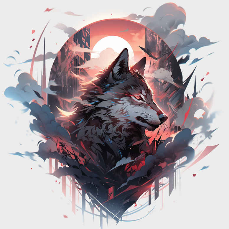 detailed-wolf-tattoo – tattoo design ideas free ai generated – neotraditional-fine-detail – for-neck – Gallery: wolves-inkby-ai