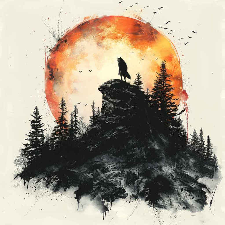 dot-wolf-tattoo – tattoo design ideas free ai generated – realism-realistic – for-temple – Gallery: wolves-inkby-ai