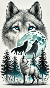 dot-wolf-tattoo – tattoo design ideas free ai generated – realism-studio-quality – for-upper-arm – Gallery: wolves-inkby-ai
