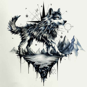 energy-wolf-tattoo – tattoo design ideas free ai generated – realism-natural-blush – for-upper-chest – Gallery: wolves-inkby-ai