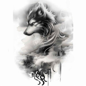 expression-wolf-tattoo – tattoo design ideas free ai generated – neotraditional-bold-texture – for-side – Gallery: wolves-inkby-ai